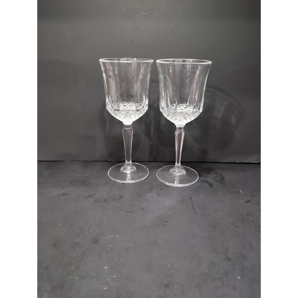Cristal d'Arques Wine Glasses, 6.75" Longchamp , Vintage Glass Set of 2, Crystal - Picture 1 of 9